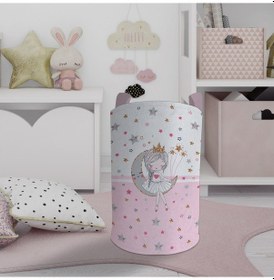 Resim Mekta Home Bebek Ve Çocuk Odası Ayda Oturan Prenses Kız Desenli Pembe Oyuncak Sepeti Renkli Çok Renkli 