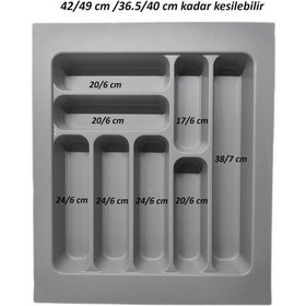 Resim Çekmece Içi Kaşıklık Ve Kepçelik Düzenleyici 2'li Takım 42x49 Cm 38x40 Cm Kadar Kesilebilir Grı 