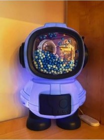 Resim Işıklı Astronot Tasarımlı Kumbara 11 cm x 11 cm 17,6 cm Mavi Renk 