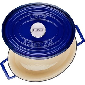 Resim Lava Döküm Oval Tencere. Edition Serisi Ölçü 25x31cm. Mavi Kırmızı 