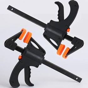 Resim 1PC 4 İnç Ayarlanabilir Ağaç İşleme Klemensi F-Tipi Hızlı Tutma Ratchet Çıkış Ağır Hizmet Ağaç İşleme ve Metal İnşaat için Naylon Kolu Manuel El Aleti, Pil Gerektirmez 
