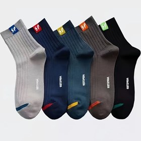 Resim 5 Çift Erkeklerin Trendy Harf Desenli Crew Çorapları, Erkeklerin Açık Hava Giyiminde Rahat Ve Rahat Unisex Çorapları 