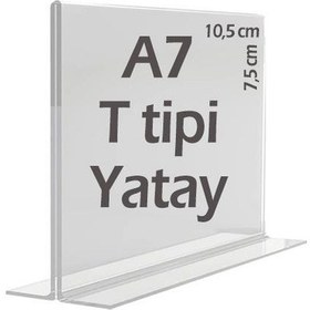 Resim A7 T-tipi Yatay Şeffaf Föylük Menü Broşür Etiket Fotoğraflık Albüm Stand Sehpa 