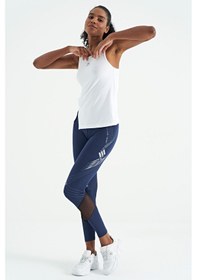 Resim Tommy Life Beyaz Yırtmaç Detaylı O Yaka Sıfır Kollu Standart Kalıp Kadın Spor Atlet - 97256 Beyaz 