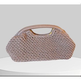 Resim Kemzey Handmade Parlak Tutmalı El Çantaları , El Yapımı Işıltılı Clutch, Örgü El Çantası Camel 