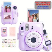 Resim Richcolor Mini12 Fujifilm Mini 12 Anlık Film Kamerası için Şeffaf Renkli Kılıf, Sert PC Renk Koruyucu Kılıf 10 Adet Mini Anlık Film Fotoğrafını Tutabilir, 2 Mini Resim Çerçevesi ve 10 DIY Mini Fotoğraf Sticker'ı ile Birlikte, 1.2m Ayarlanabilir Kayış İpi (Kamera Dahil Değildir) 