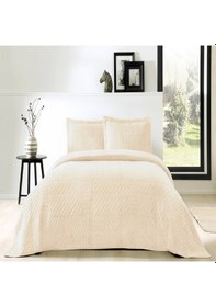 Resim Taç Alvin Yatak Örtüsü Seti, Çift Kişilik Bej 