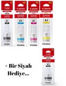 Resim Canon Gı-41 Pixma G1460 Orjinal Mürekkep Kartuş Takımı + 1 Siyah Hediyeli 