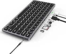 Resim Bix BX-KEYHUB01 9in1 HUB Özellikli Çok Fonksiyonlu Kablolu Klavye 3x USB 3.0+4K HDMI+PD+Micro SD+3,5mm Aux Mic Girişli 