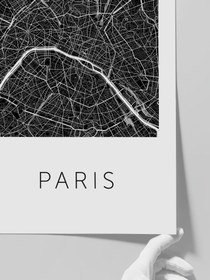 Resim Paris Siyah Harita - Art Print - 30x40 cm 