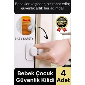 Resim Svein Özel Tasarım Buzdolabı Çekmece Pencere Dolap Sabitleyici Bebek Çocuk Koruyucu Güvenlik Kilidi 4 Adet 