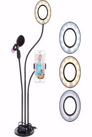 Resim Genel Markalar Profesyonel Masaüstü Telefon Tutuculu Mikrofon Standı Selfie Işığı 4 In 1 