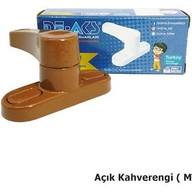 Resim 10 Adet Pvc Pencere Çocuk Emniyet Kilidi Çekmeli Açık Kahverengi 