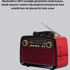 Resim Ahşap Dokulu Bluetooth Müzik Kutusu Vintage Led Tasarımıyla Modern Ses Deneyimi 