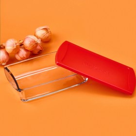 Resim Paşabahçe Kapaklı Dikdörtgen Borcam - Şeffaf / Kırmızı - 1320 ml 