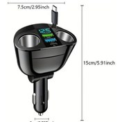 Resim Globalbloom Nuokaiqi 6 İn 1 Hızlı Araç Şarj Cihazı Geri Çekilir Kablolu 2 Usb 1 Pd Portlu Siyah 