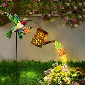 Resim Outdoor güneş su tencere ışıkları, akıcı ışık dizileri ile LED kamp lambaları, bahçeler, patikalar çiftlikleri, teraslar için uygun eski metal sinek kuşları, Cadılar Bayramı ve Noel açık hava atmosferi için mükemmel, zarif Sevgililer Günü hediyeleri IP44 