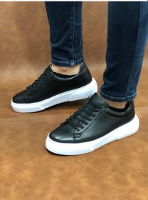 Resim Hakiki Deri Ortopedik Eva Taban Hafif Yumuşak Günlük Erkek Ayakkabı Siyah 