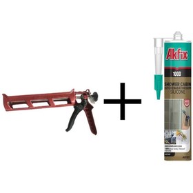 Resim Akfix Ugr Plastik Silikon Tabancası Ve Şeffaf Duşakabin Silikonu 