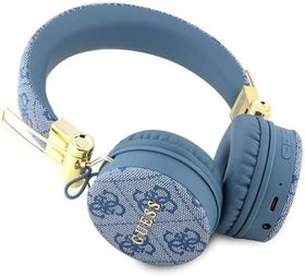 Resim Guess Lisanslı Tasarım Kablosuz Kulak Üstü Kulaklık – Metal Logo Detaylı, PU Deri Ayarlanabilir Kafa Bandı, Yüksek Ses Kalitesi, Uzun Pil Ömrü, Compatible with Tüm Bluetooth Cihazlar (Mavi) 