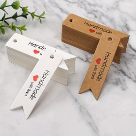 Resim 50/100 adet Kraft Kağıt Hediye Etiketi, 'Aşkla Yapılmış' Baskılı Etiketler, Parti Hediyeleri, El Sanatları, Tatil Hediyeleri için 