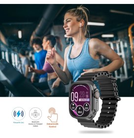 Resim Polosmart PSSW21 2.01" Dokunmatik Ekranlı Akıllı Saat Titreşimli, Mikrofonlu, Adım Sayarlı Siyah 