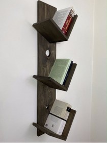 Resim O&Awood Doğal Ahşap Kitaplık, Dekoratif Tasarım Ahşap Vintage Kitaplık 