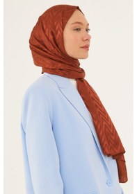 Resim Mirsoy Scarf Zikzak Desen Parlak Jakar Şal - Bakır Bakır 