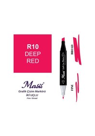 Resim Çift Uçlu Marker Grafik Çizim Kalemi 10 Canlı Kırmızı 