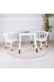 Resim Anne ve Tasarım Özel Üretim 2-6 Yaş Ağaç 2 Çocuk Sandalyesi Ve 2 Kişilik Masası 