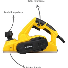 Resim Rtrmax Rtm3970 Elektrikli Planya Makinası 800 W 82 Mm X 2.5 Mm 