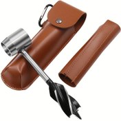 Resim Manuel Hayatta Kalma El Matkabı - Bushcraft Ahşap Matkap ve Çubuk Yapım Aracı, Scotch Göz Tasarımı, Dayanıklı Metal Yapı & Kampçılık için Suni Deri Kılıf, Yürüyüş, Açık Hava Barınak İnşaati, Geleneksel Marangozluk | Keskin Kesim Kenarı 