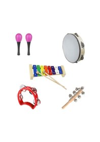 Resim Midex Örf Aletleri Seti Under Paket-1 El Zili Marakas Tef Ksilofon 5 Parça 