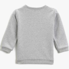 Resim Erkek Bebek Yazılı Baskılı Bisiklet Yaka Sweatshirt 