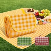 Resim 1 adet 99.06x149.86cm Ekstra Büyük ve Nem Geçirmez Non-Woven Piknik Mat - Katlanabilir, Taşınabilir Kamp, Plaj, Çim için | Kalınlaştırılmış Kumaş, Dikdörtgen Kapalı Hücre Köpük Ped, Bahar Gezisi ve Açık Hava Aktiviteleri için İdeal, Plaj Aksesuarı | Çizgili Desenli Mat | Dayanıklı Piknik Mat, Plaj Mat 