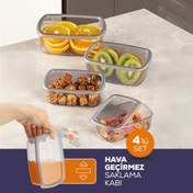 Resim 4'lü Hava Geçirmez Saklama Kabı Seti Antrasit 1x(250-500-750-1200 Ml) Vienev