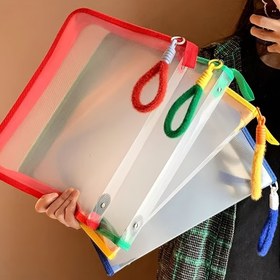 Resim A4 Şeffaf Fermuar Cebi Klasik Tarz, PP Malzeme Büyük Kapasiteli Şeffaf Sınav Kitabı El Çantası 