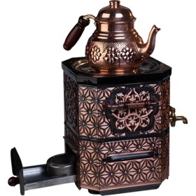 Resim Ürünpazarı Nostaljik Jelli Bakır Çay Semaveri + Demlik 