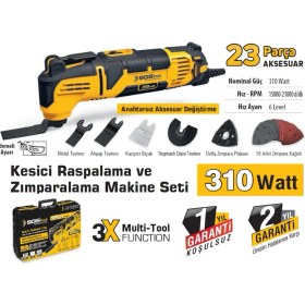 Resim SGS5255 - Kesici Raspalama Zımparalama Makine Seti 310 Watt 23 Parça - Metal Ahşap Kazıyıcı Kesici 