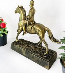 Resim Altın Renkli Atatürk Atlı Biblo Heykeli,dekoratif Atatürk Heykeli 