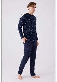 Resim Arnetta 3160 Uzun Kol Erkek Pijama Takımı Lacivert V1 Lacivert 