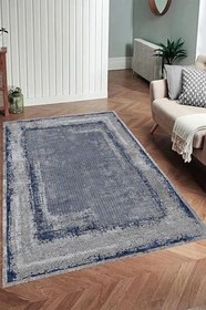 Resim Rovigo Dijital Baskı Yıkanabilir Kaymaz Taban Salon Halısı Ve Yolluk RVG0834-FNL44, Mavi, 80 x 150 