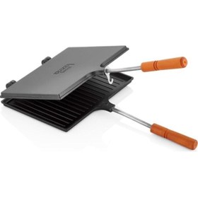 Resim Özaslanlılar Metal Ocak Üstü Teflon Tost Makınası Ozaslanlılar 