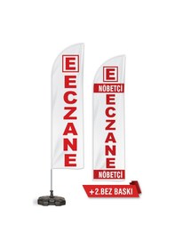 Resim 1 Adet Eczane Yelken Bayragı Logolu ve Yedek Nöbetçi Eczane Bez Baskı Beyaz 