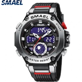 Resim Hanyang Gümüş Kuvars Saatı Spor Smael Askeri Ordu Saat Alarmı Çift Ekran LED Elektronik Saat 8069 Erkekler Için Su Geçirmez Saatler (Yurt Dışından) 