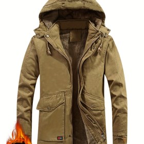 Resim Erkekler İçin Sağlam Tüm Yüzeyli Fermuarlı Kapüşonlu Ceket - Güçlendirilmiş Dirsekler ve Fermuarlı Cepler - Kayak, Snowboard, Kamp İçin Kışlık Mont - Makinede Yıkanabilir ve Yumuşak () Outdoor Mont 