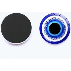 Resim Opulentliving Mermer Tozu Effekt Mavi Gözlü Nazar Buzdolabı Çıkartması, 25mm Kristal Cam, Yumuşak Manyetik Beyaz Tahta 