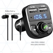 Resim LİM-SA Fm Transmitter Bluetooth Usb Mp3 Çakmaklık Girişli Oto Müzik Çalar Kiti Mikrofonlu Kulaklık Hediyeli 