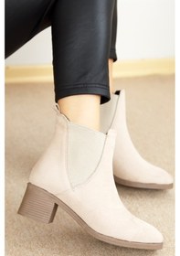 Resim Shoetek Leslie Kadın Bot Yandan Lastikli Bej Süet Bej Süet Bej 