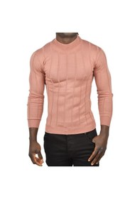 Resim Deepsea Erkek Gülkurusu Slim Fit Likralı Tüylenme Yapmayan Yarım Balıkçı Çizgili Triko Yarım Boğazlı Kazak 2505503 Gülkurusu 